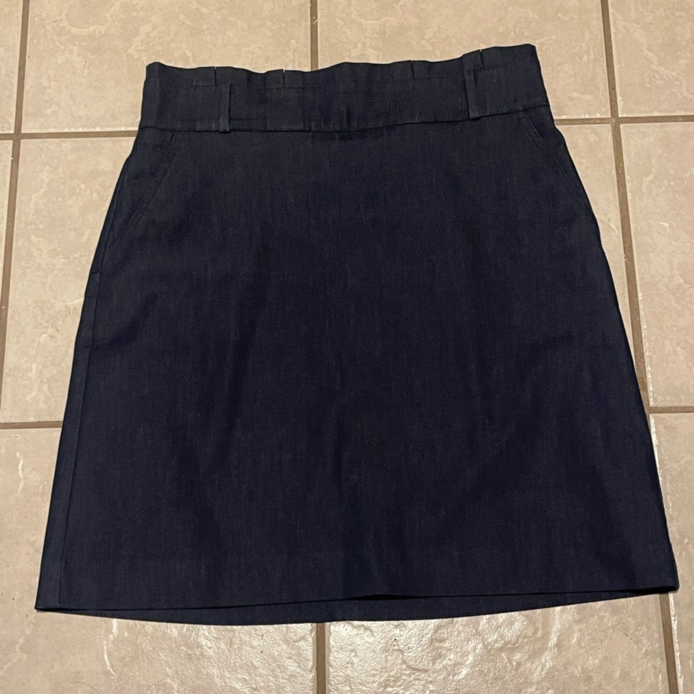 VTG‎ Ann Taylor Women’s Dark Blue Indigo Pencil Mini Skirt Cotton Blend Size 10